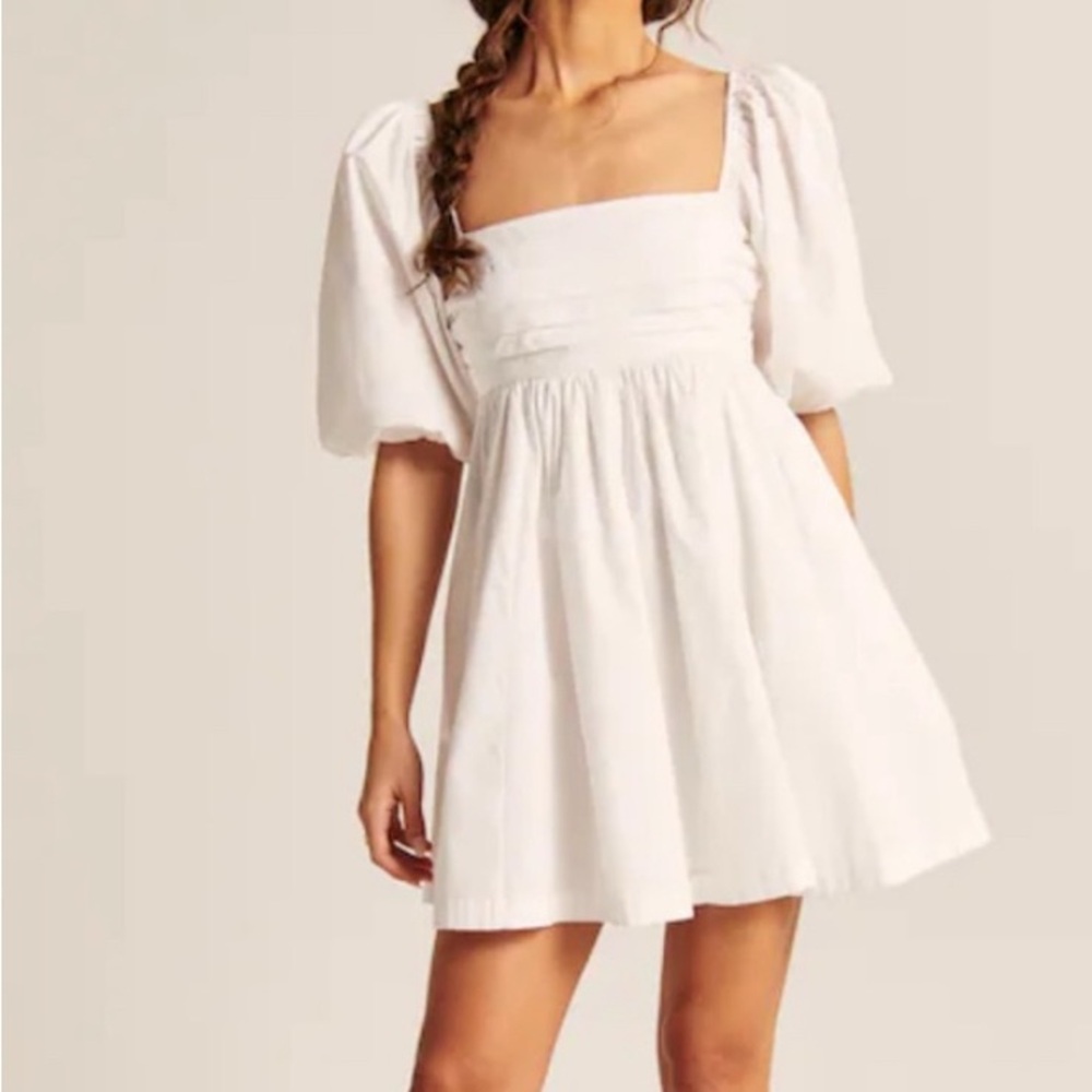 Abercrombie Emerson white puff sleeve dress